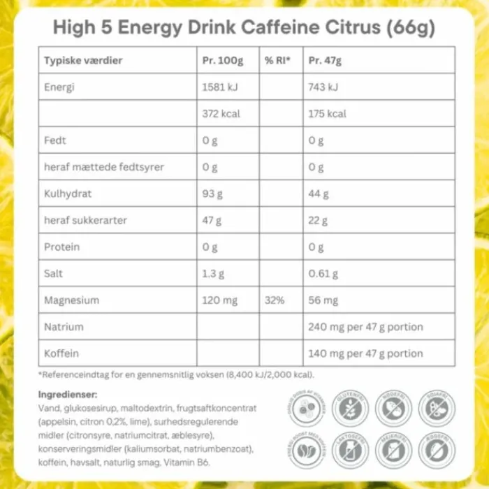 High5 Energy Gel Aqua Caffeine Citrus - Box 20x66g